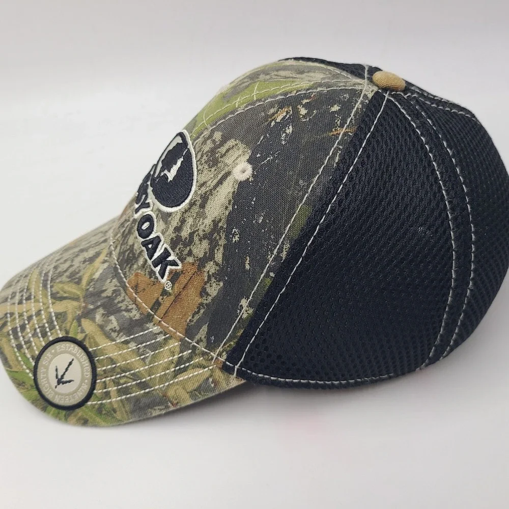 Mossy Oak Hat‎ Fitted S-M Trucker Mesh Camo Green Black Hunting Outdoor Logo Men